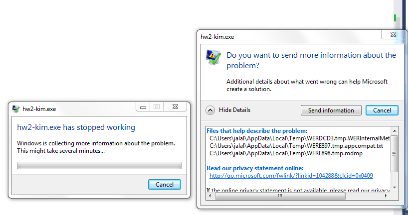Unhandled exception 0xc0000005. Unhandled exception 0xc0000005