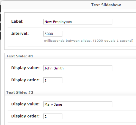 Текстовый слайд-шоу плагин Admin