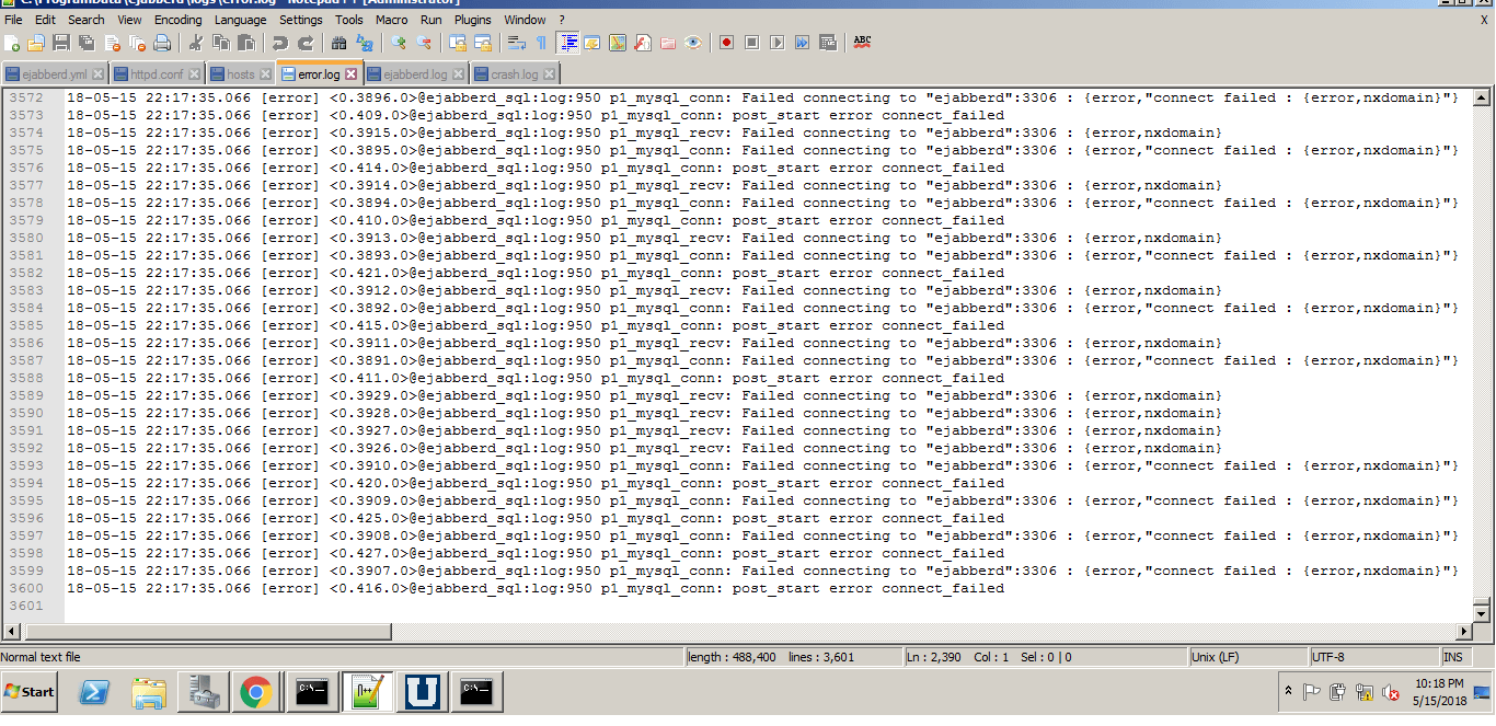 Error mysql connect fail