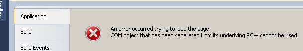 Произошла ошибка при попытке загрузить страницу. COM-объект, который был отделен от базового RCW, не может быть использован