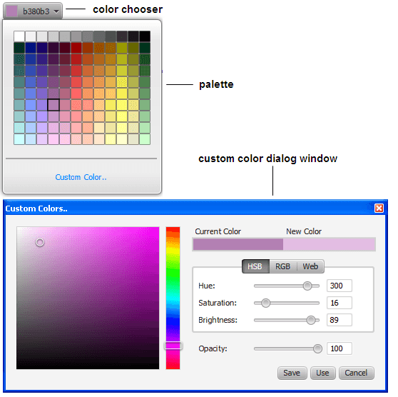 Палитра цветов JavaFX 2