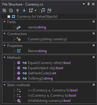 Окно ReSharper File Structure