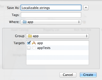 Имя localizable.strings