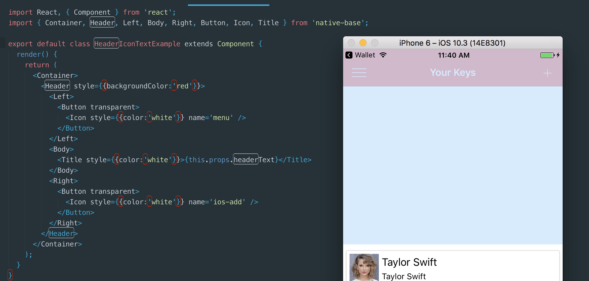 React native header. React header. import react. react native header input. react native code.