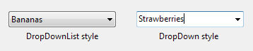 Сравнение стиля DropDownList со стилем DropDown в Windows Vista или более поздней версии