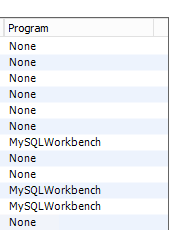 Список имен программ в клиентских подключениях MySQl