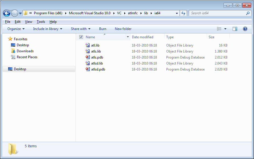 C: \ Program Files (x86) \ Microsoft Visual Studio 10.0 \ VC \ atlmfc \ lib \ ia64