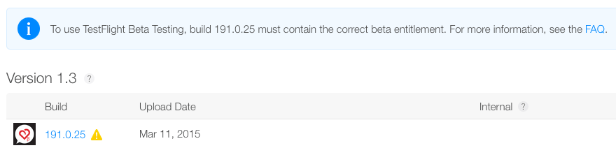 Чтобы использовать TestFlight Beta Testing, сборка X.Y.Z должна содержать правильное право бета-тестирования. Для получения дополнительной информации см. FAQ