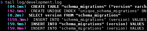 вывод хвостовых логов / development.log в XFCE Terminal