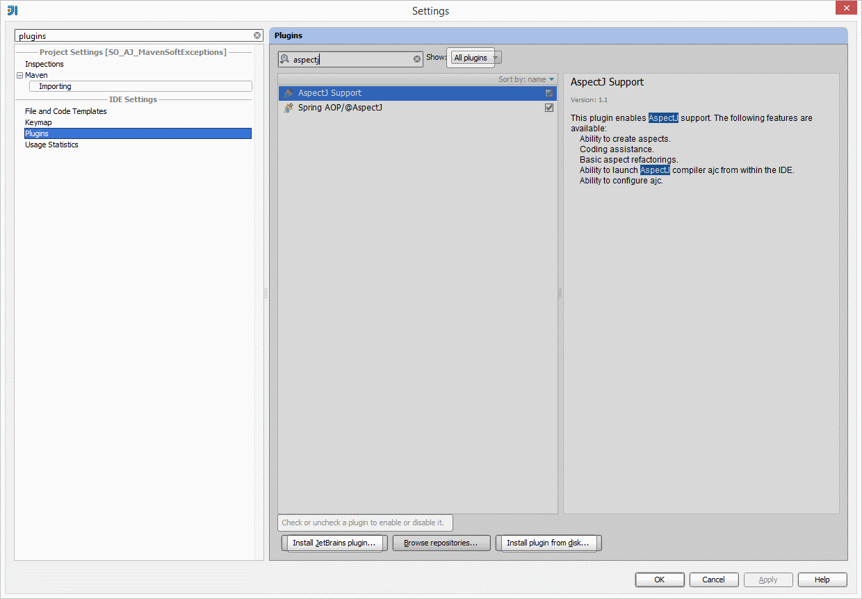 AspectJ плагины в IntelliJ IDEA