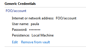 Общие учетные данные, хранящиеся в хранилище Windows
