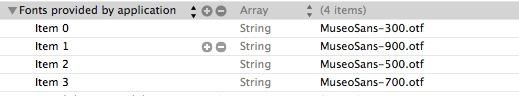 Шрифты в файле plist