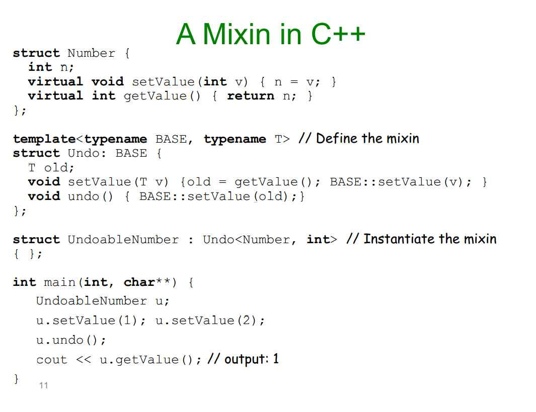 Пример C++ Mixin