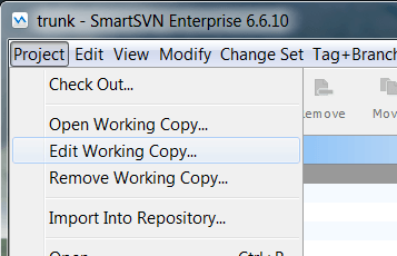 используйте опцию Edit Working Copy в меню проекта ствола