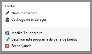 Меню Mozilla Thunderbird