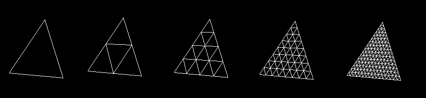 рекурсивно нарисованные треугольники