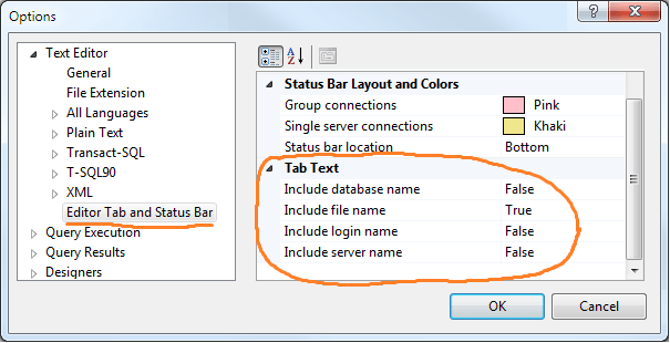 Параметры SQL Server