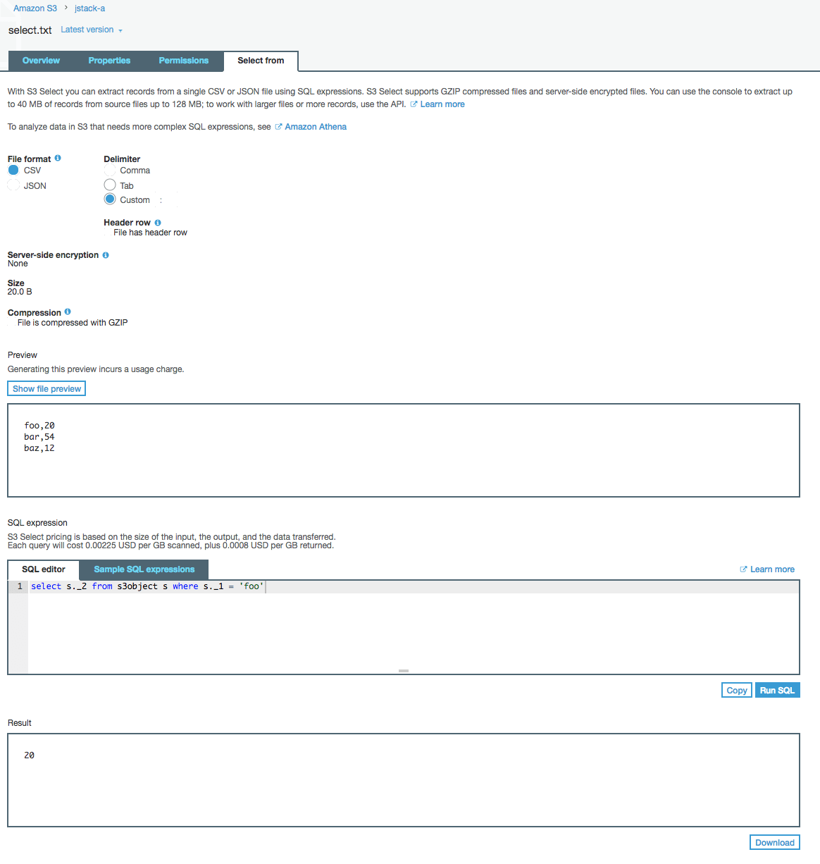 Amazon S3 Select