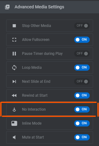 Revolution Slider No Interaction Setting для предотвращения управления и остановки нажатия для воспроизведения / паузы
