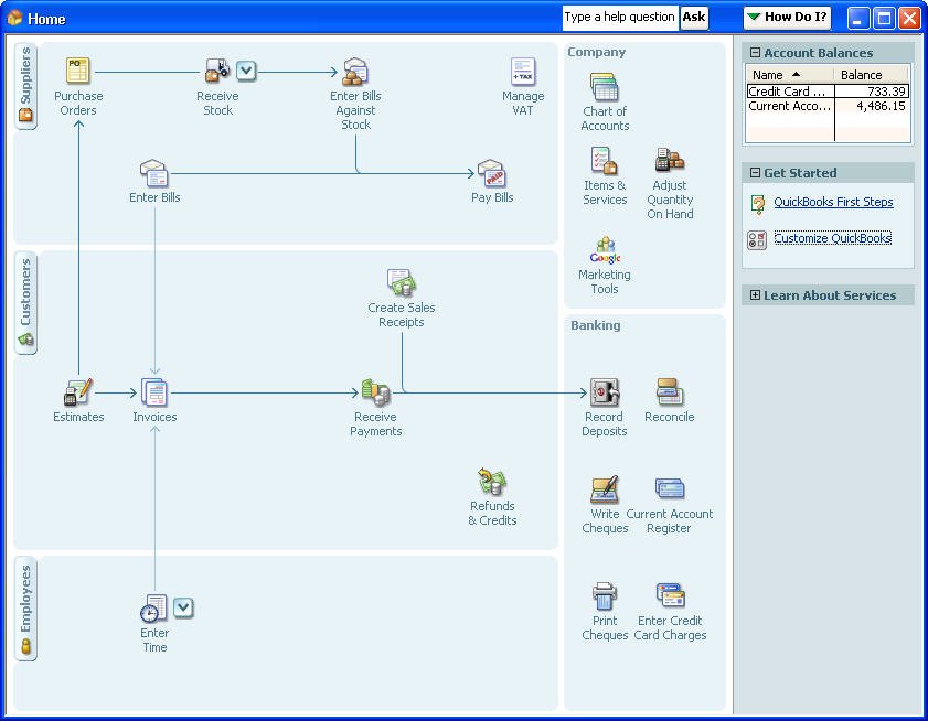 QuickBooks home page