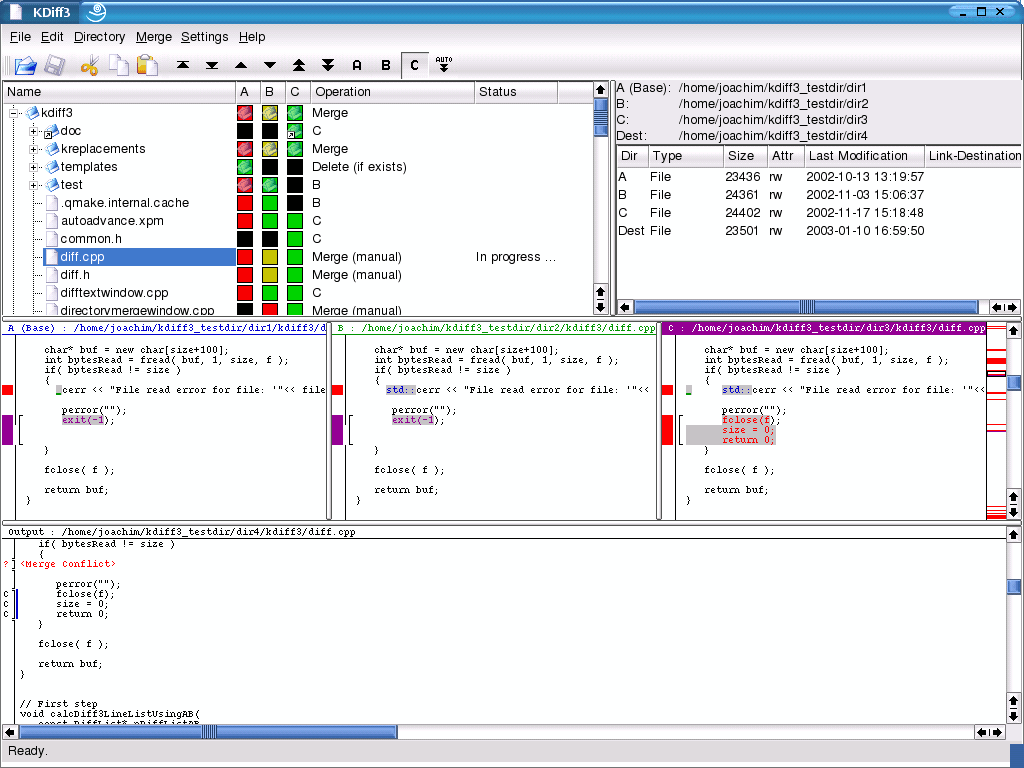 Kdiff3 Сравнение каталогов