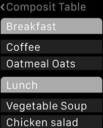 WatchKit стол с моделируемыми секциями