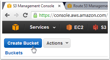 Откройте консоль управления S3 и нажмите 'Создать корзину'