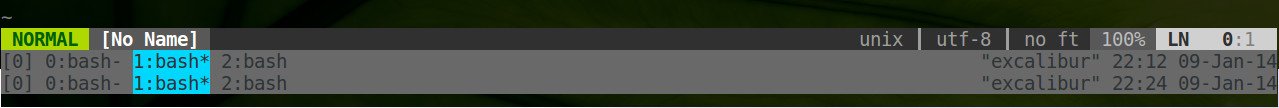 Изображение двойной строки состояния tmux