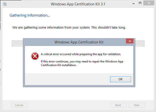 App Cert Fail Message