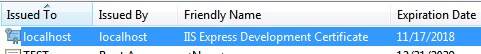 Сертификат развития IIS Express