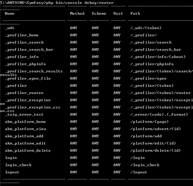 php bin / console debug: маршрутизатор