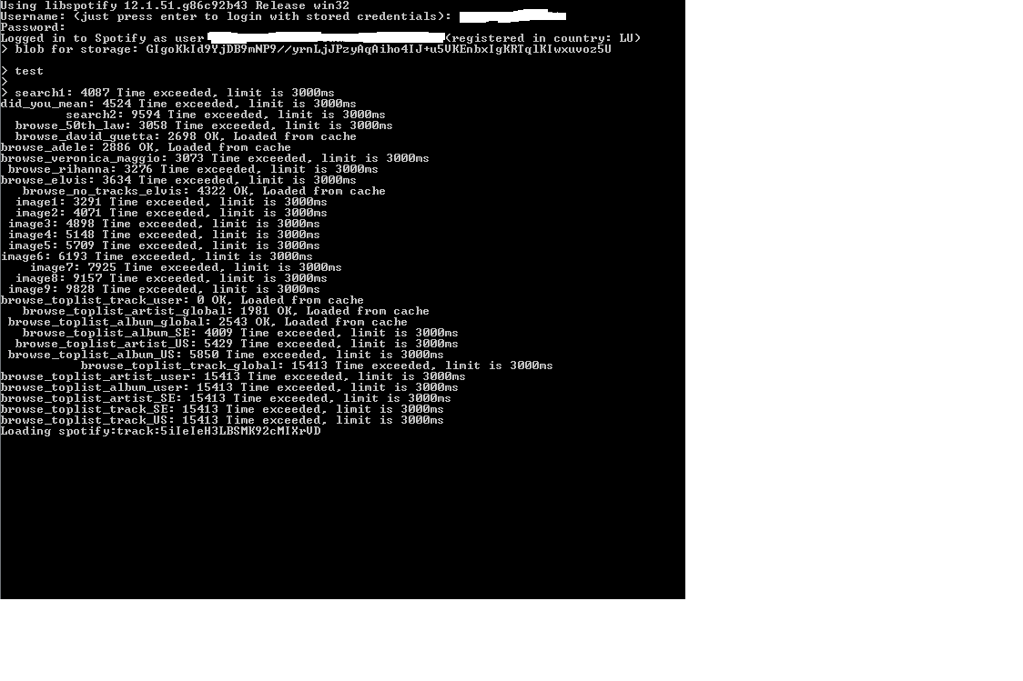 проблемы тайм-аута в spshell libSpotify