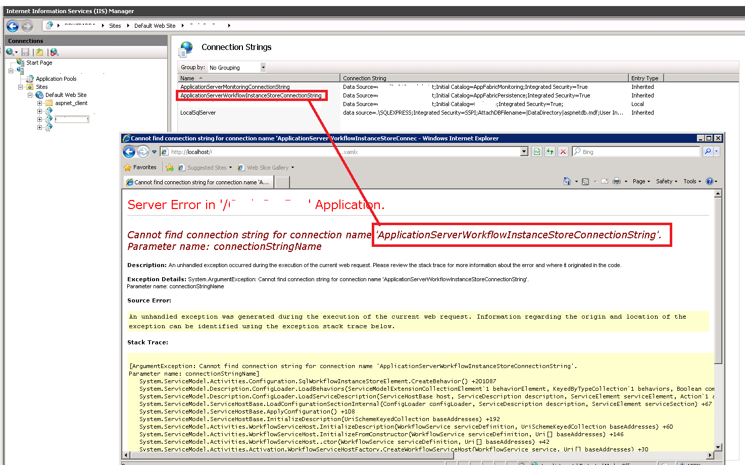 IIS connection String.