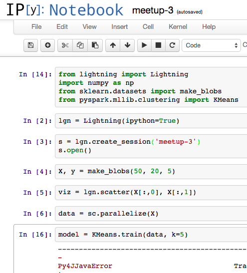 демо spark + lightning в ноутбуке IPython