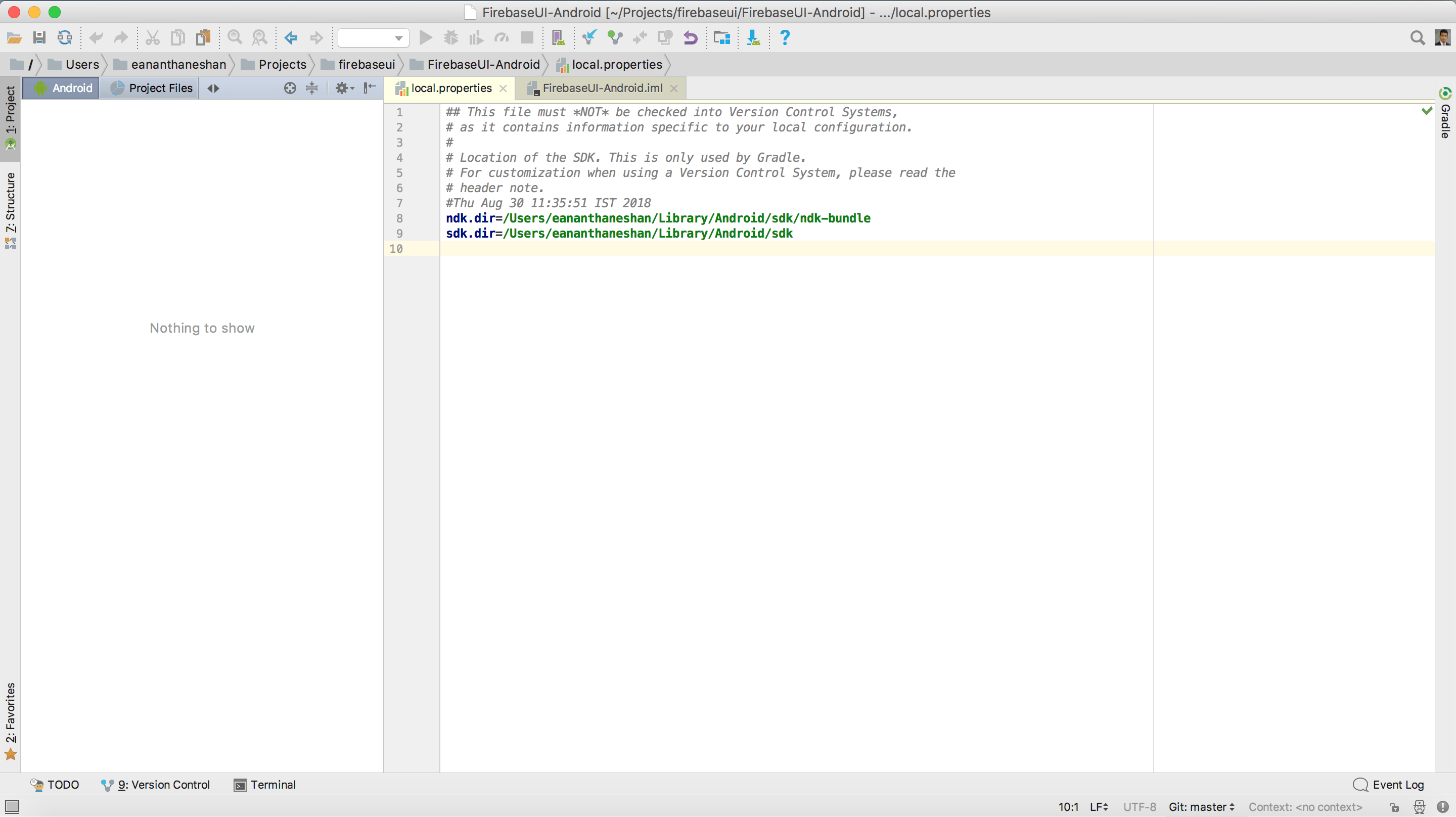 User properties android