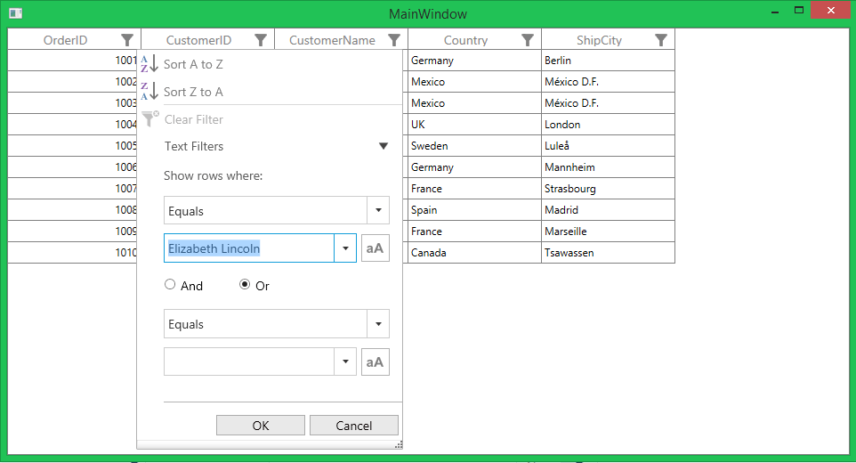 DataGrid Filtering