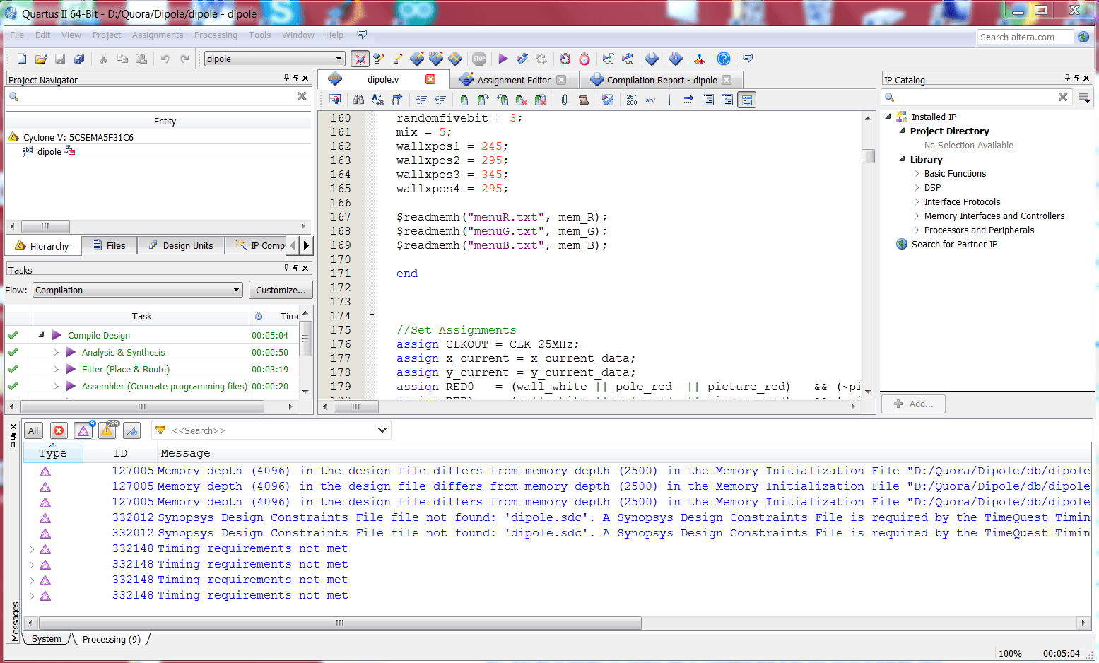 отчет компиляции для 50x50 пикселей