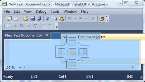 Интерфейс VS2010 и скриншот стыковки