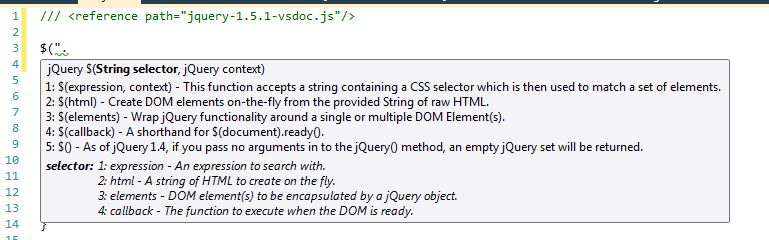 JQuery Intellisense