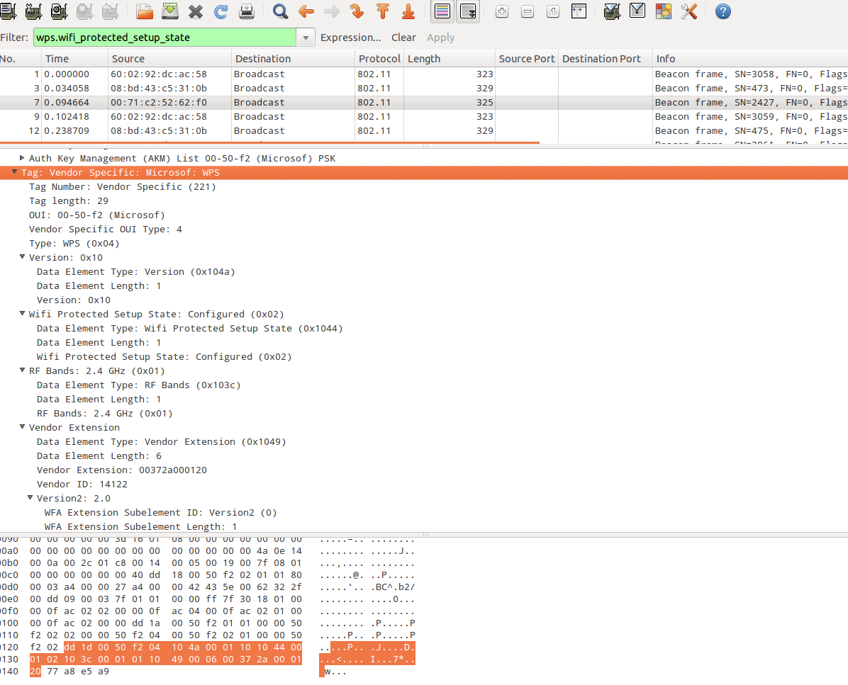 Скриншот wireshark 802.11 Beacon Frame