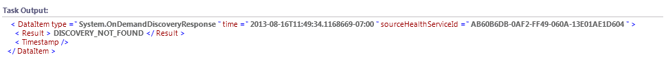 Результат задачи / вывод Discovery_not_found SCOM