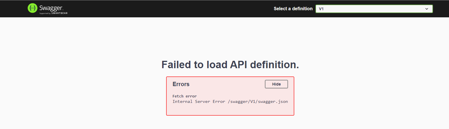 Error while fetching server api version. Локалхост пароль и логин при использовании сваггера. webapi.