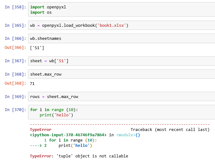 Tuple is not callable. Tuple is not callable