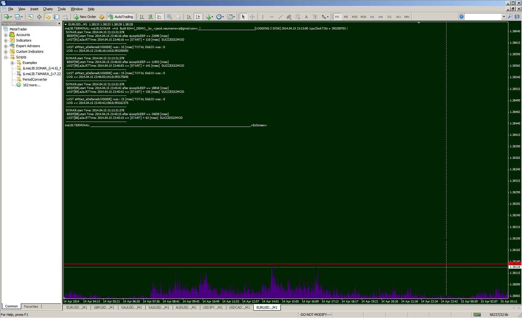 Задержка отклика активного SONAR-эха от начала до конца (мсек) - читайте подробности на экране терминала