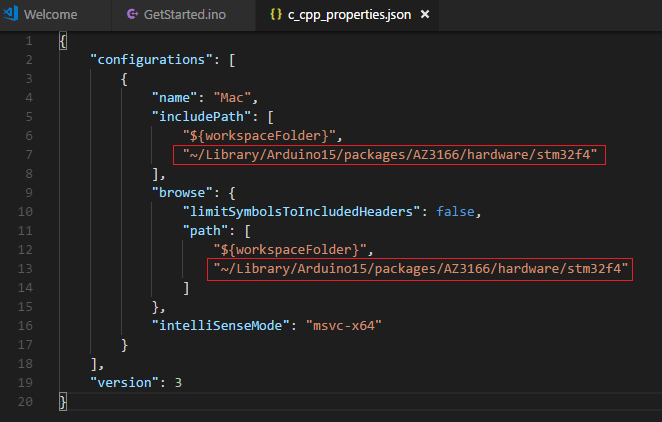 Добавьте путь AZ3166 SDK