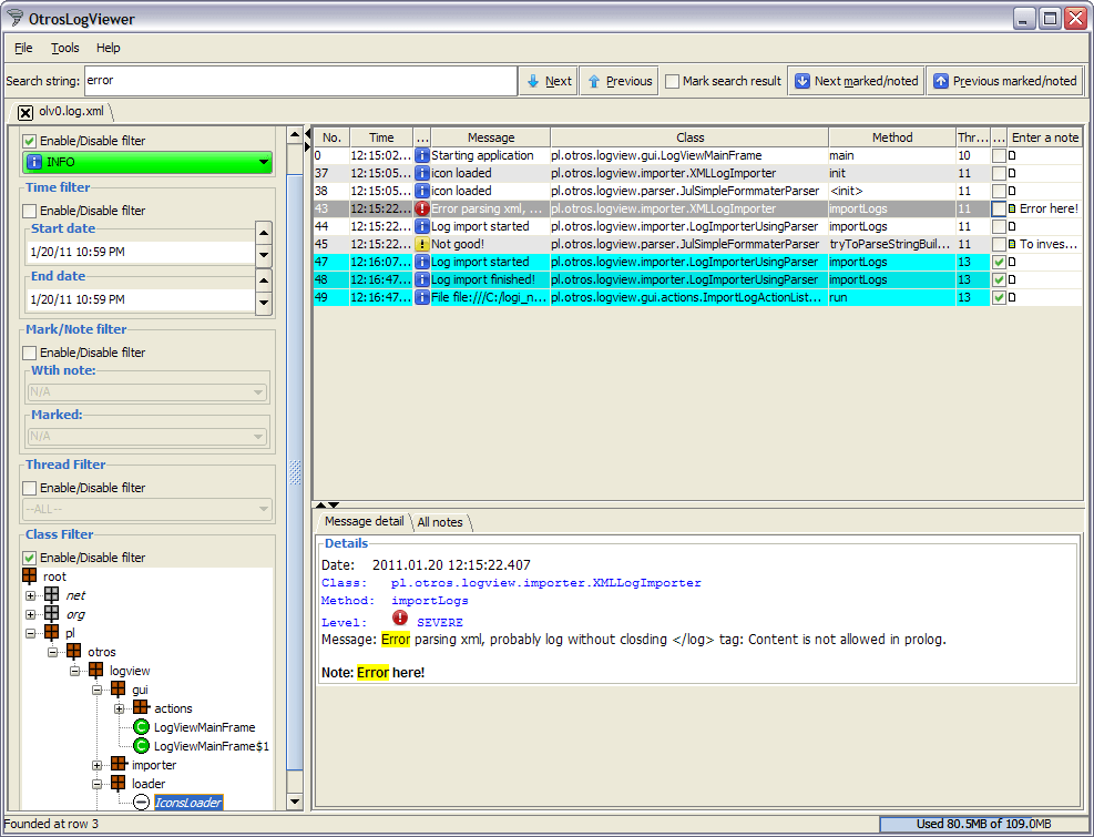 Скриншот OtrosLogViewer