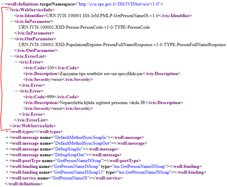 Пользовательский раздел WSDL