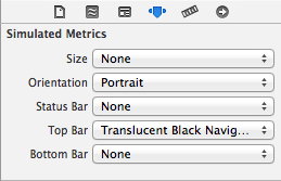Имитированные метрики в XCode, показывающие, что настройка строки состояния отсутствует