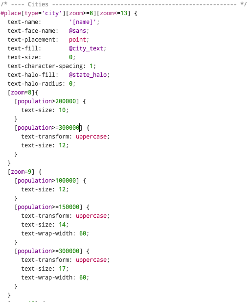 Фрагмент CartoCSS