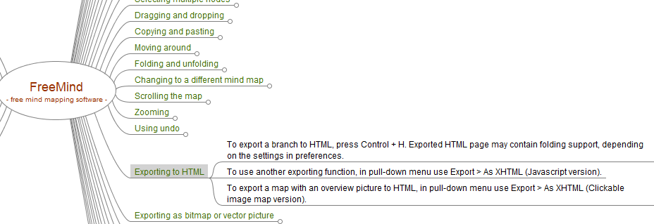 Скриншот документации FreeMind